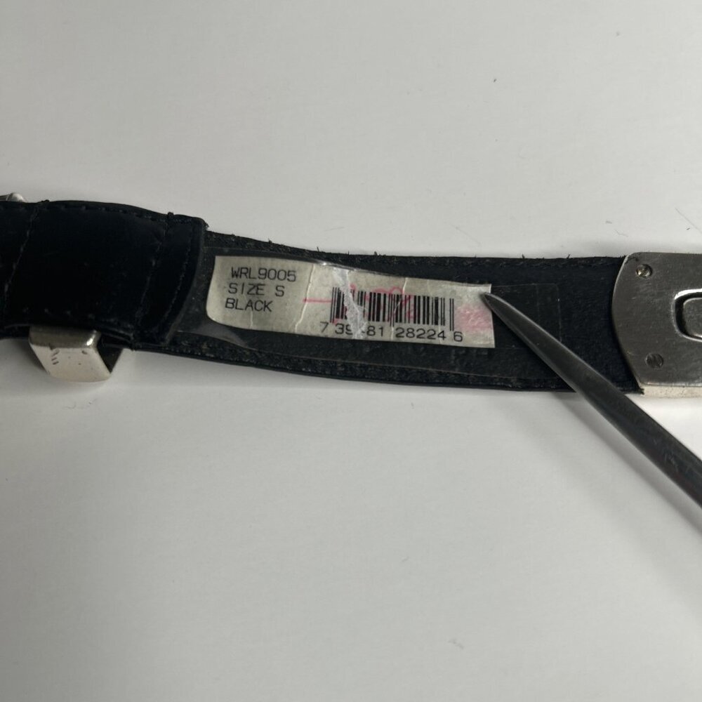Woolrich Belt Womens Small Black Leather Braided Western Silvertone Hardware 1" - Picture 3 of 10